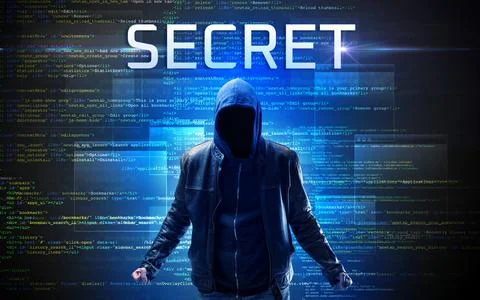 Faceless hacker on code background 스톡 사진