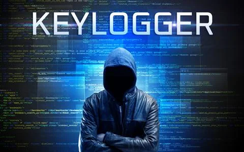 Faceless hacker on code background Stock Photos