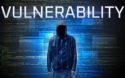 Faceless hacker on code background Stock Photos