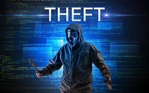 Faceless hacker on code background Stock Photos