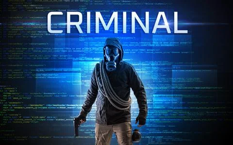 Faceless hacker on code background Stock Photos