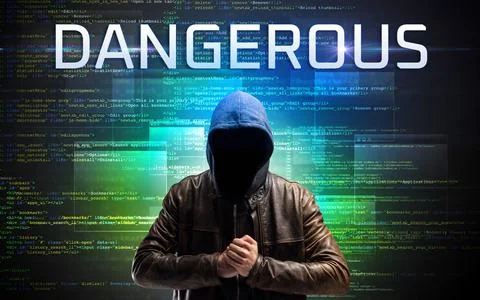 Faceless hacker on code background Stock Photos