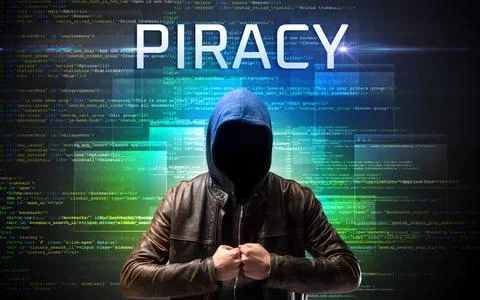 Faceless hacker on code background Stock Photos