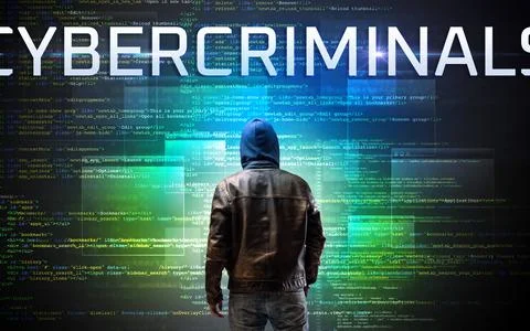 Faceless hacker on code background Stockfoto's