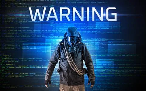 Faceless hacker on code background Foto stock