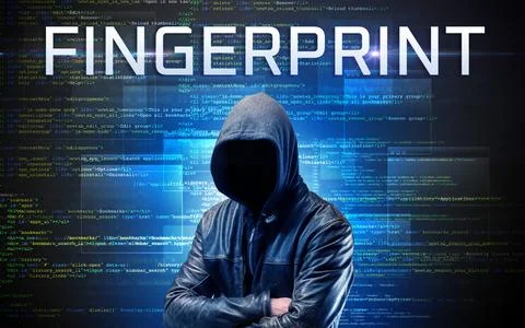 Faceless hacker on code background 스톡 사진