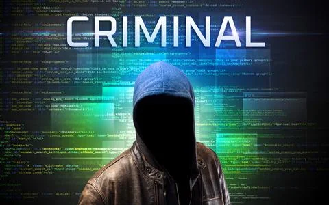 Faceless hacker on code background 스톡 사진