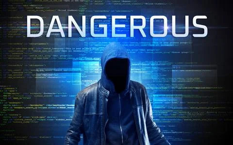 Faceless hacker on code background Foto stock