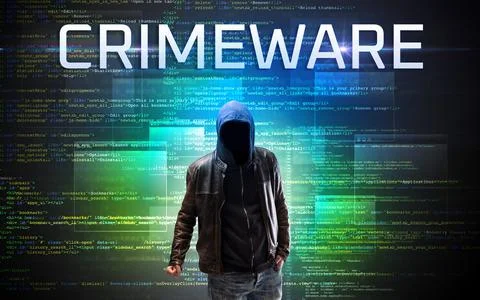 Faceless hacker on code background 스톡 사진