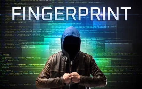 Faceless hacker on code background 스톡 사진