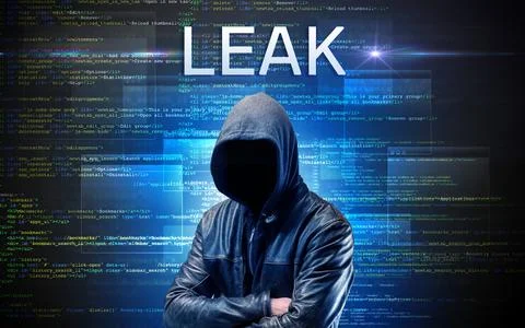 Faceless hacker on code background 스톡 사진