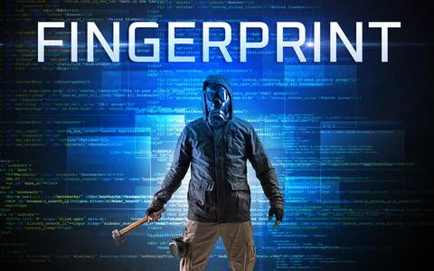 Faceless hacker on code background Stock Photos