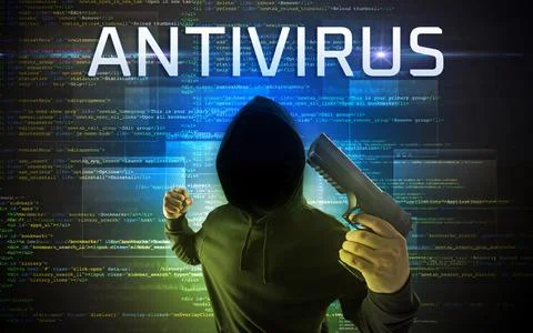 Faceless hacker on code background 스톡 사진