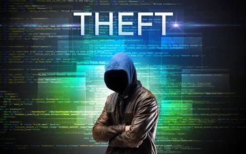 Faceless hacker on code background Stock Photos