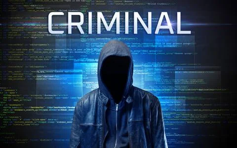 Faceless hacker on code background Stock Photos