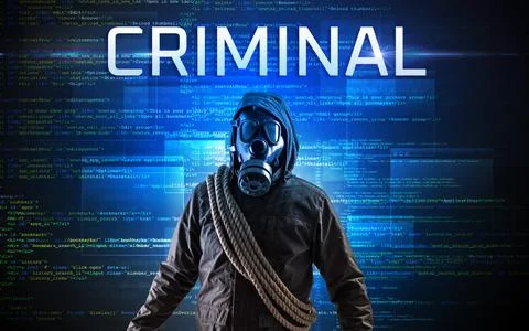 Faceless hacker on code background Stock Photos