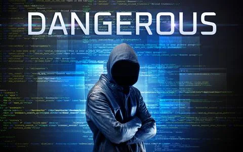 Faceless hacker on code background Stock Photos