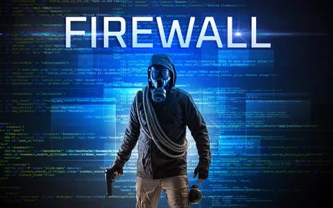 Faceless hacker on code background Foto stock