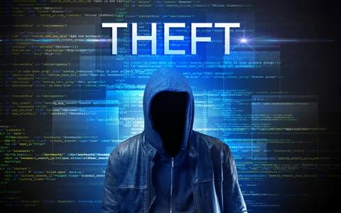 Faceless hacker on code background 스톡 사진