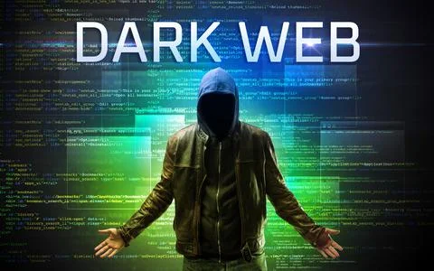 Faceless hacker on code background Foto stock