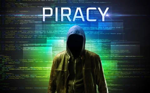 Faceless hacker on code background Stockfoto's
