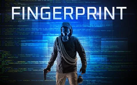 Faceless hacker on code background 스톡 사진