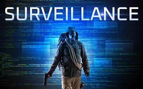 Faceless hacker on code background 스톡 사진