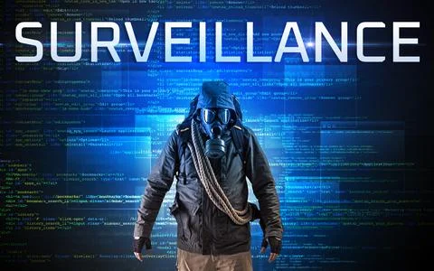 Faceless hacker on code background Stock Photos