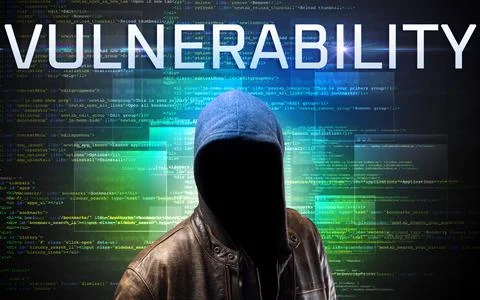 Faceless hacker on code background Stock Photos