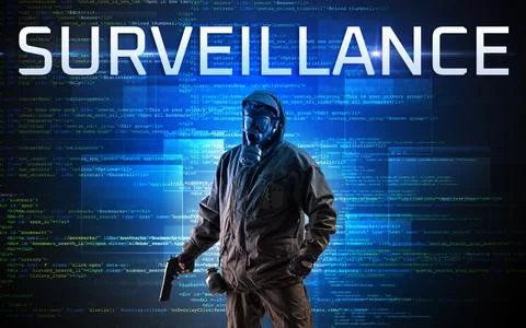 Faceless hacker on code background Stock Photos