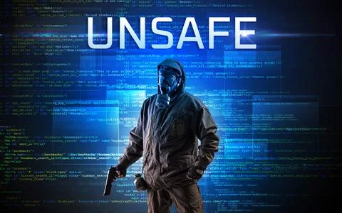 Faceless hacker on code background Stock Photos