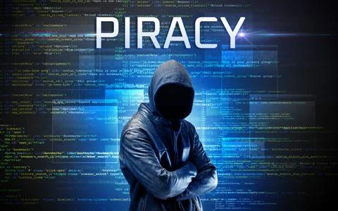 Faceless hacker on code background Foto stock