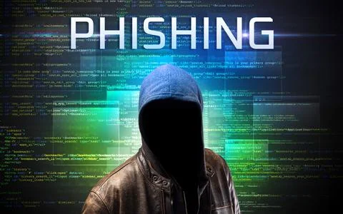 Faceless hacker on code background 스톡 사진