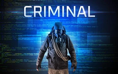 Faceless hacker on code background 스톡 사진