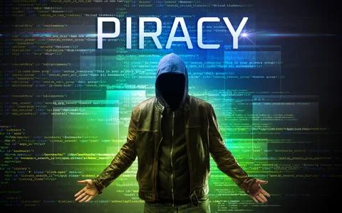Faceless hacker on code background Stockfoto's