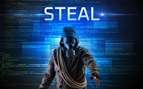Faceless hacker on code background Stock Photos