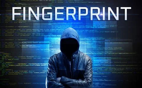 Faceless hacker on code background Stock Photos