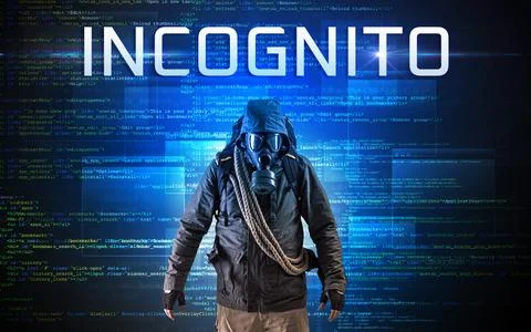 Faceless hacker on code background Stock Photos