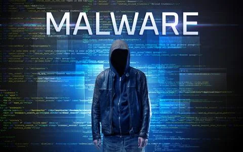 Faceless hacker on code background 写真素材