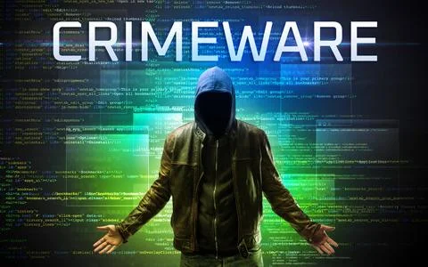 Faceless hacker on code background 写真素材