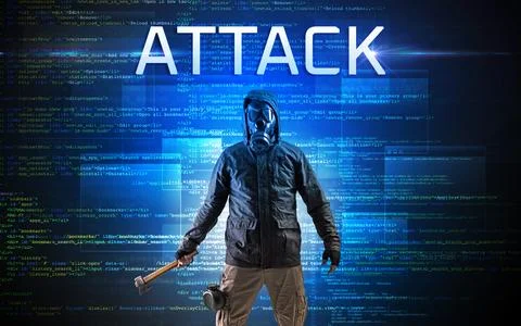 Faceless hacker on code background 写真素材