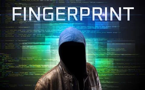 Faceless hacker on code background Stock Photos