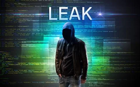 Faceless hacker on code background Stock Photos