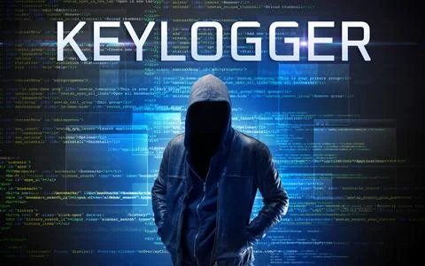 Faceless hacker on code background Stock Photos