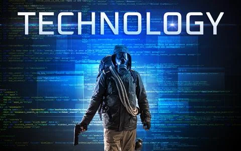 Faceless hacker on code background 스톡 사진