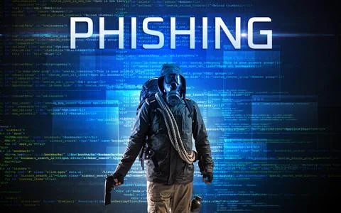 Faceless hacker on code background Foto stock