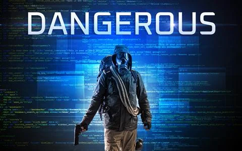 Faceless hacker on code background Stock Photos