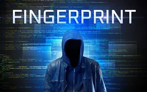 Faceless hacker on code background Foto stock