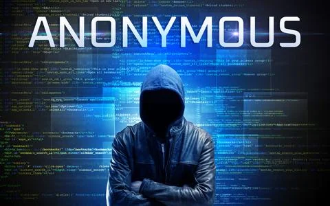 Faceless hacker on code background Stock Photos