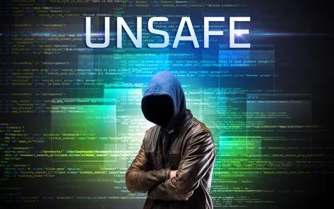 Faceless hacker on code background Stock Photos